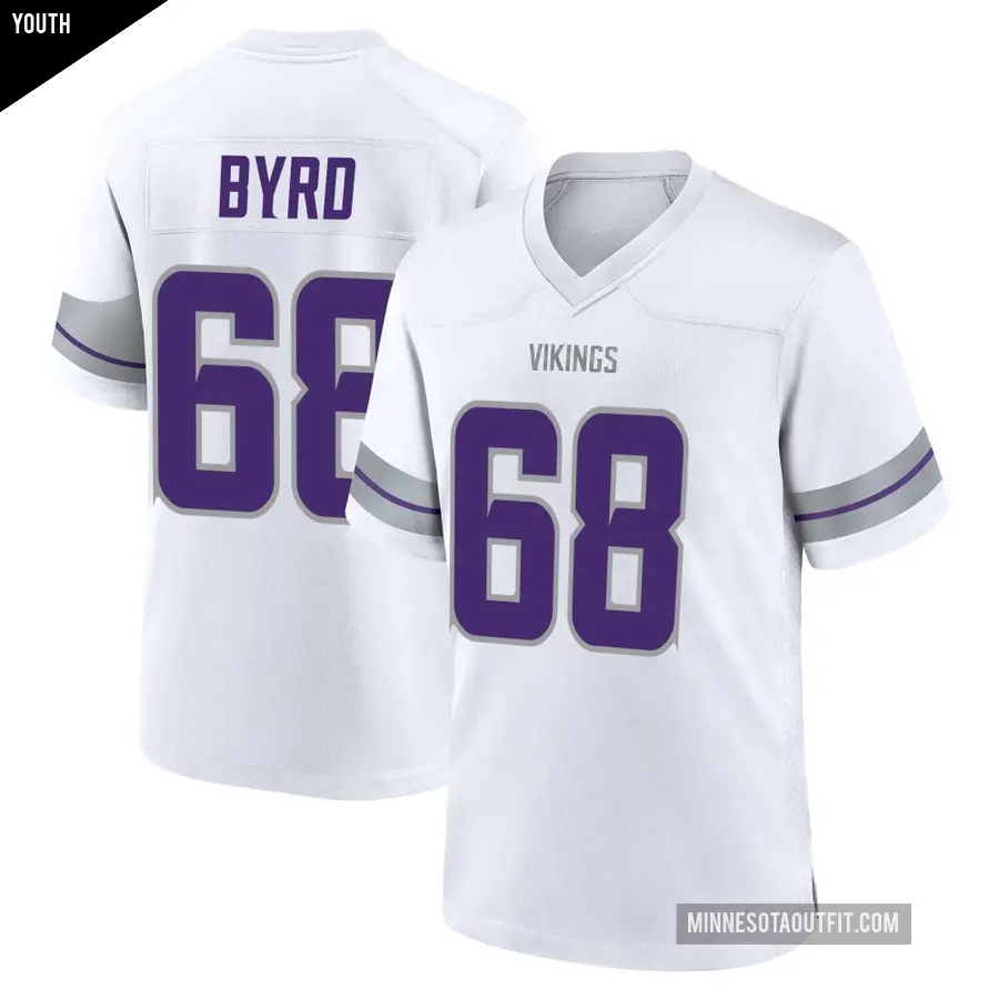 Youth Minnesota Vikings ＃68 Henry Byrd White Game Alternate Jersey