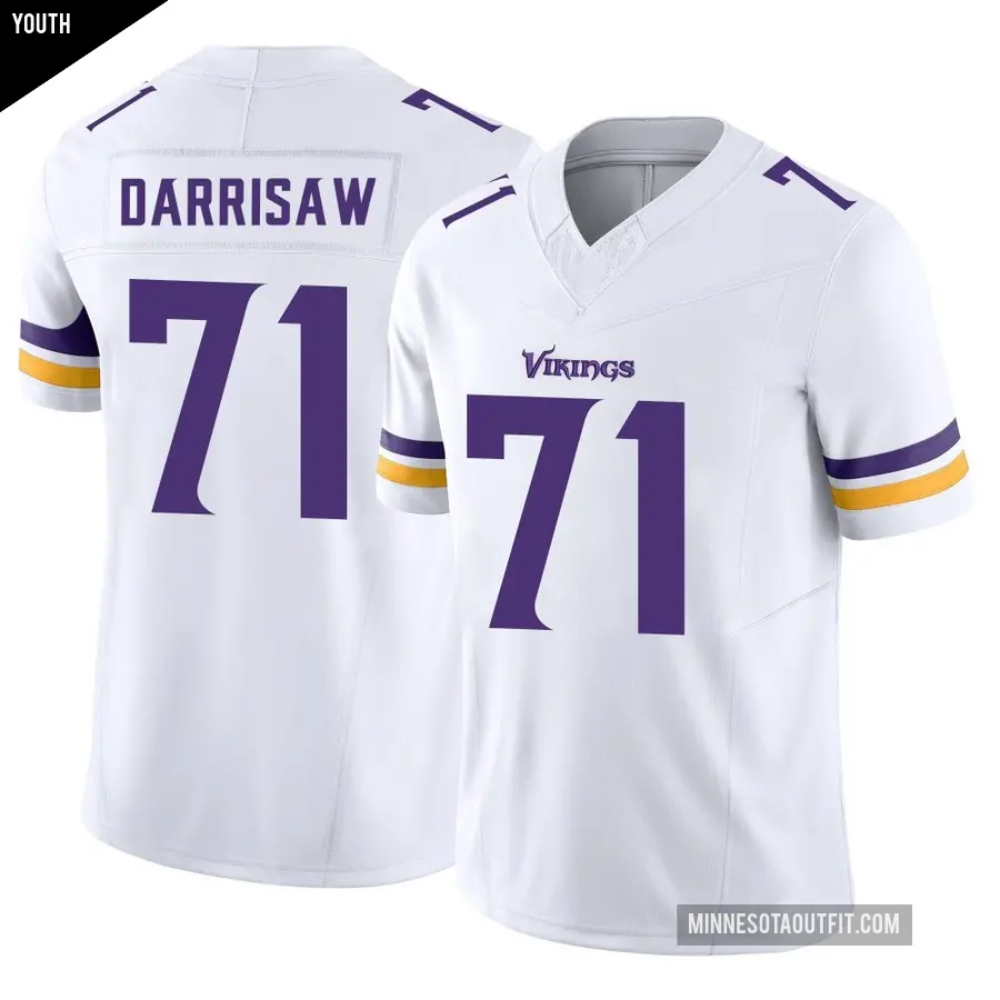 Youth Minnesota Vikings ＃71 Christian Darrisaw White Limited Vapor F.U.S.E. Jersey