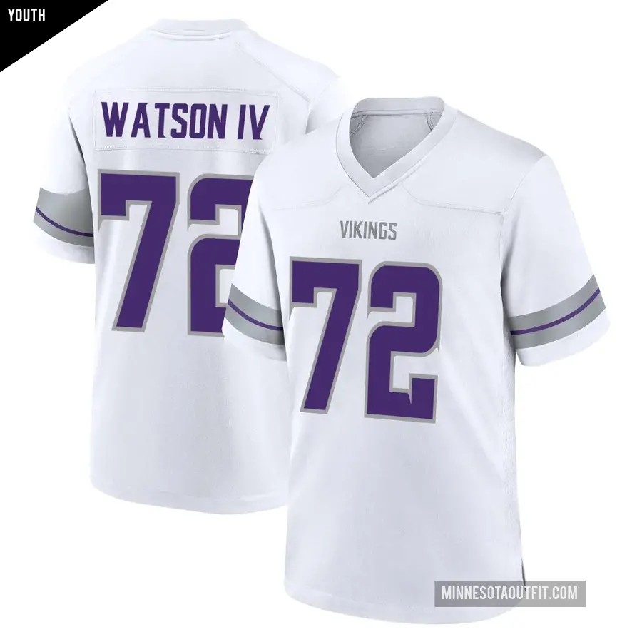 Youth Minnesota Vikings ＃72 Leroy Watson IV White Game Alternate Jersey
