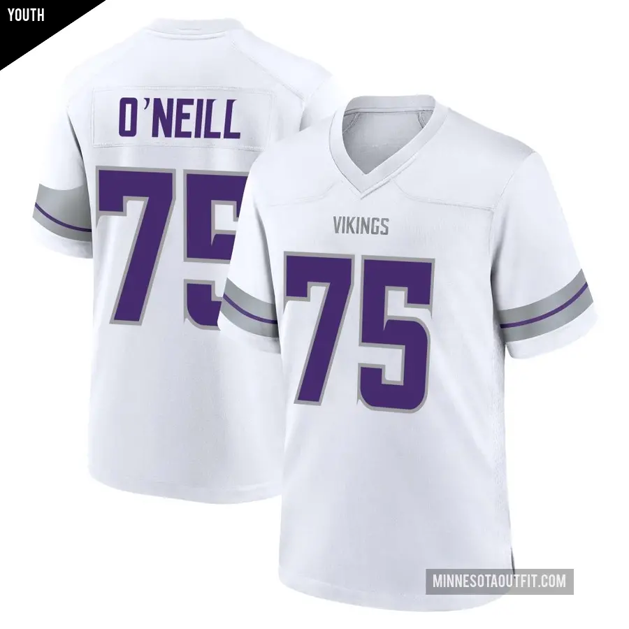 Youth Minnesota Vikings ＃75 Brian O'Neill White Game Alternate Jersey
