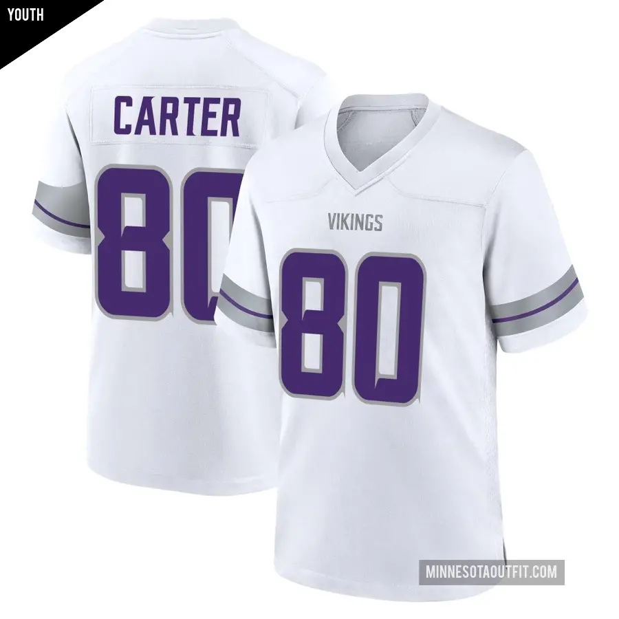 Youth Minnesota Vikings ＃80 Cris Carter White Game Alternate Jersey