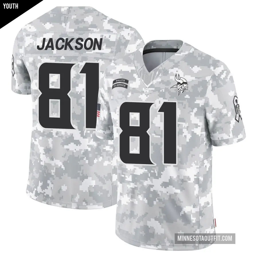 Youth Minnesota Vikings ＃81 Lucky Jackson Arctic Camo Limited 2024 Salute to Service Jersey