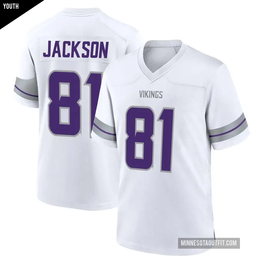 Youth Minnesota Vikings ＃81 Lucky Jackson White Game Alternate Jersey