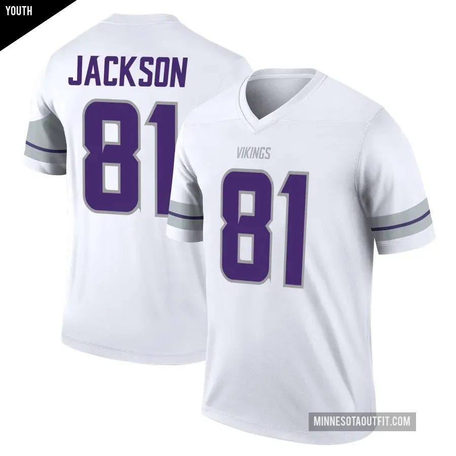 Youth Minnesota Vikings ＃81 Lucky Jackson White Legend Alternate Jersey