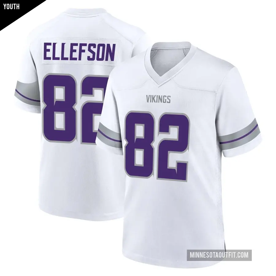 Youth Minnesota Vikings ＃82 Ben Ellefson White Game Alternate Jersey
