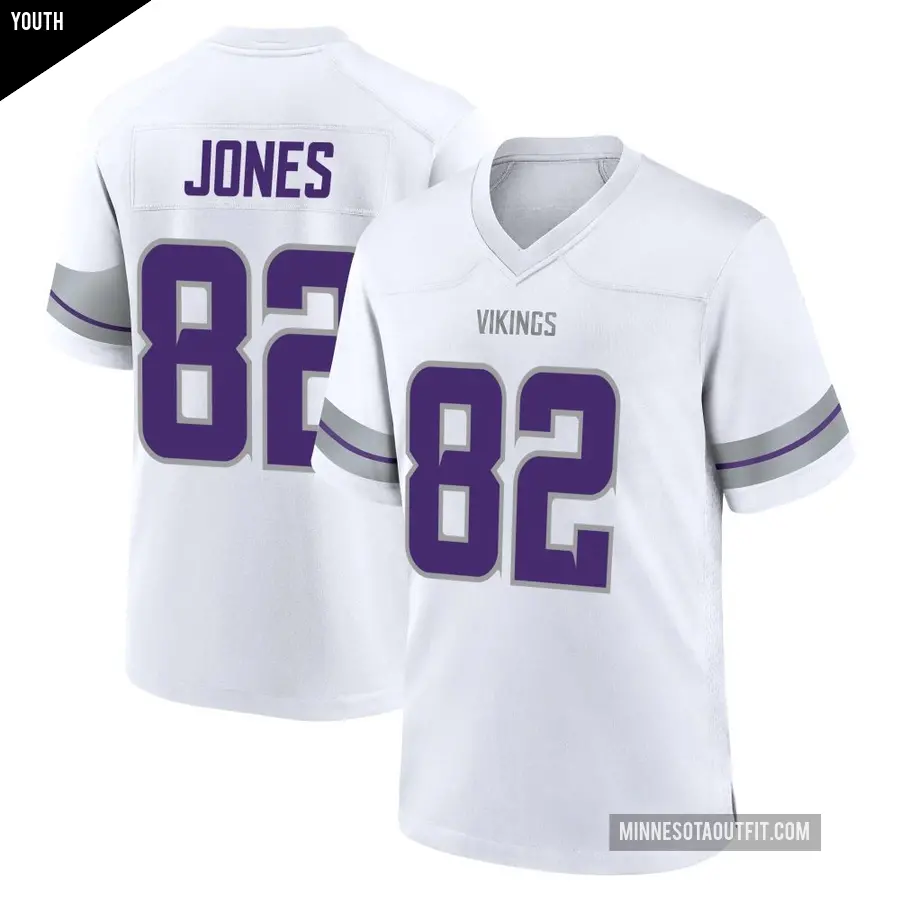 Youth Minnesota Vikings ＃82 Jeshaun Jones White Game Alternate Jersey