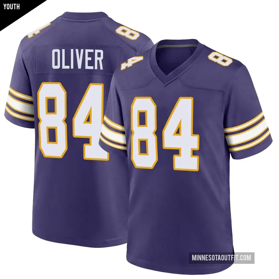Youth Minnesota Vikings ＃84 Josh Oliver Purple Game Classic Jersey