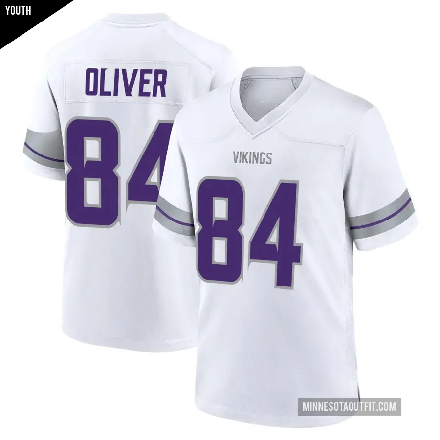 Youth Minnesota Vikings ＃84 Josh Oliver White Game Alternate Jersey