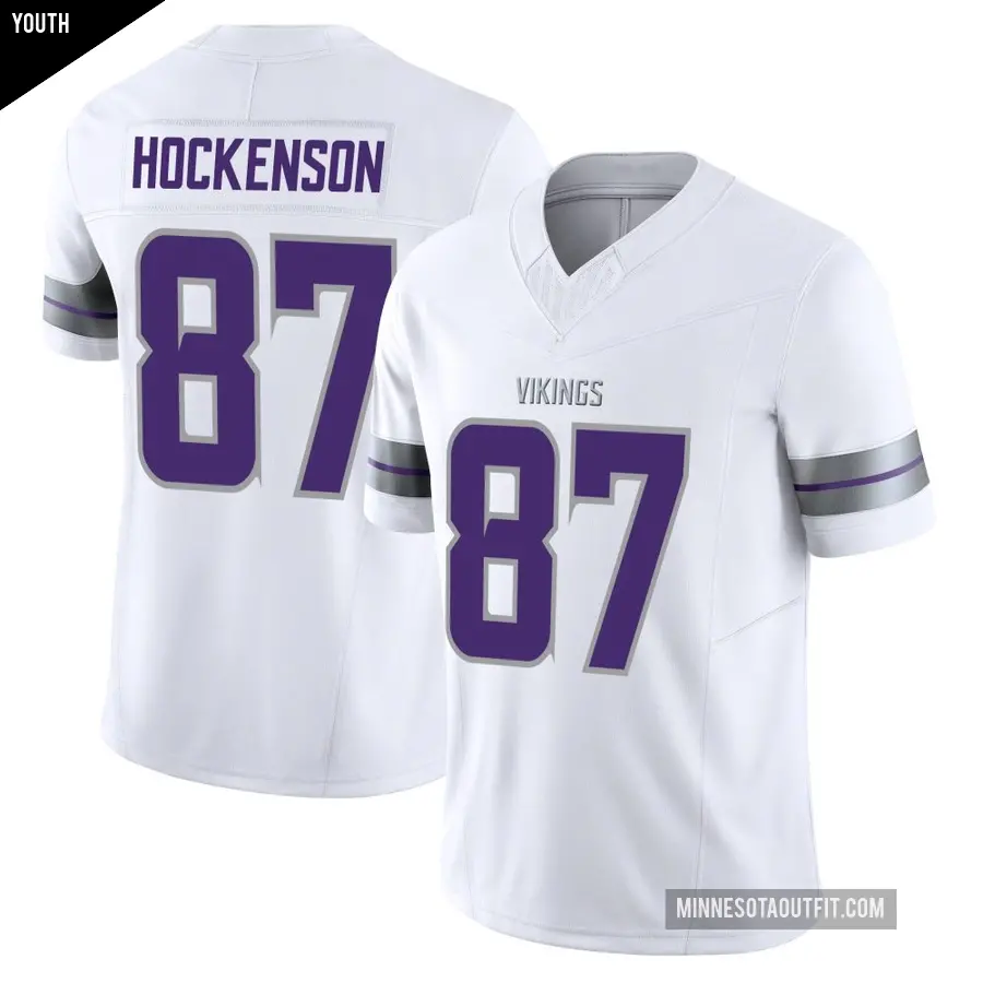 Youth Minnesota Vikings ＃87 T.J. Hockenson White Limited Alternate Vapor F.U.S.E. Jersey