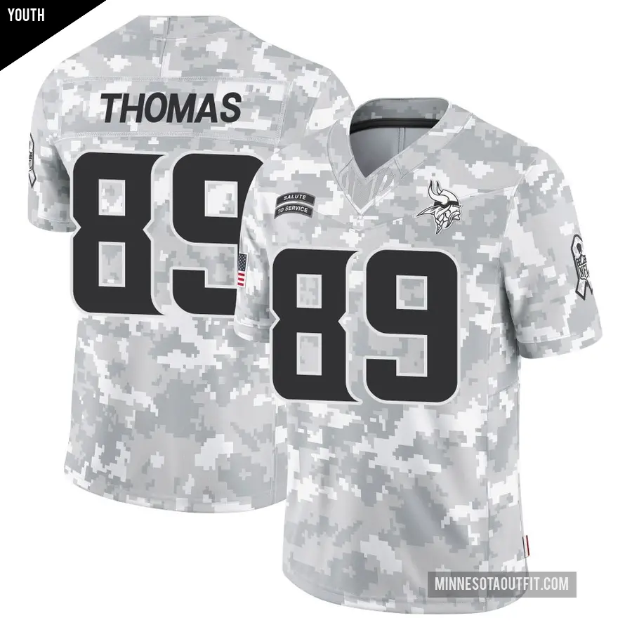 Youth Minnesota Vikings ＃89 Thayer Thomas Arctic Camo Limited 2024 Salute to Service Jersey