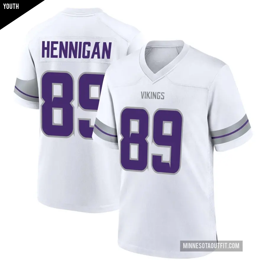 Youth Minnesota Vikings ＃89 Thomas Hennigan White Game Alternate Jersey