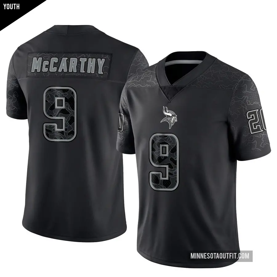 Youth Minnesota Vikings ＃9 J.J. McCarthy Black Limited Reflective Jersey