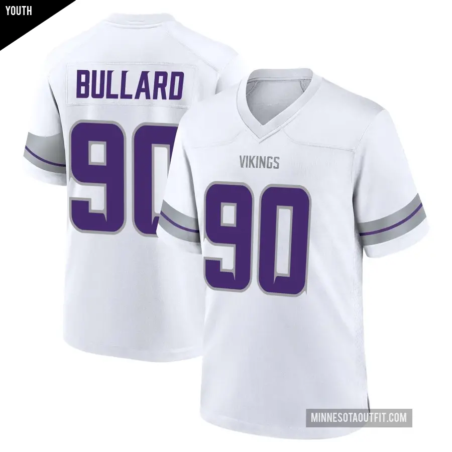 Youth Minnesota Vikings ＃90 Jonathan Bullard White Game Alternate Jersey