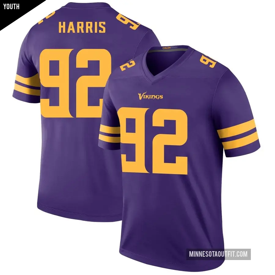 Youth Minnesota Vikings ＃92 Jonathan Harris Purple Legend Color Rush Jersey