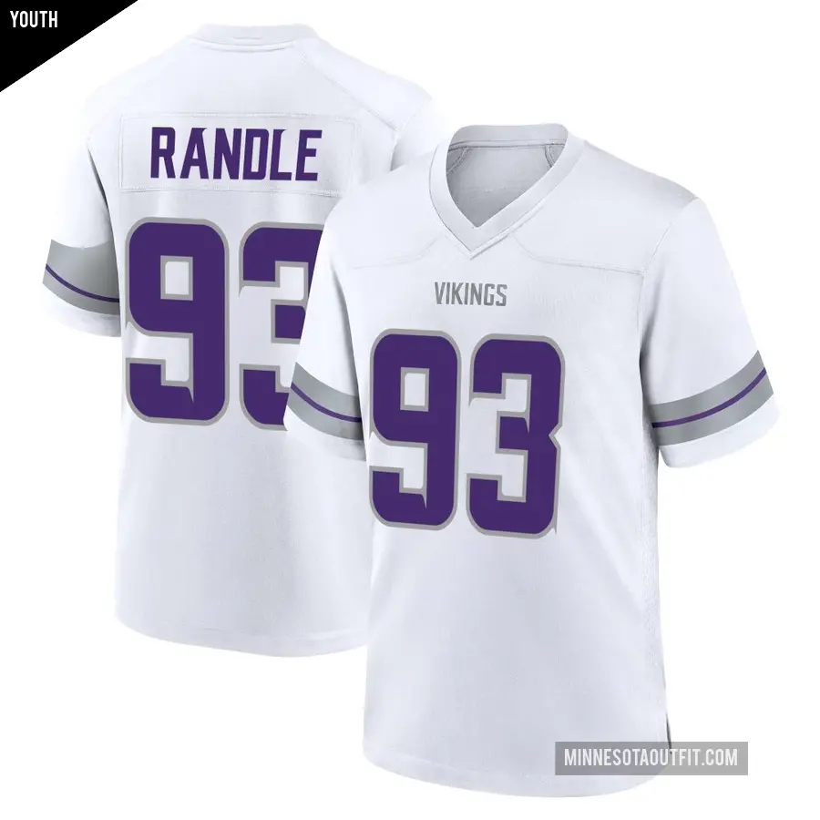 Youth Minnesota Vikings ＃93 John Randle White Game Alternate Jersey