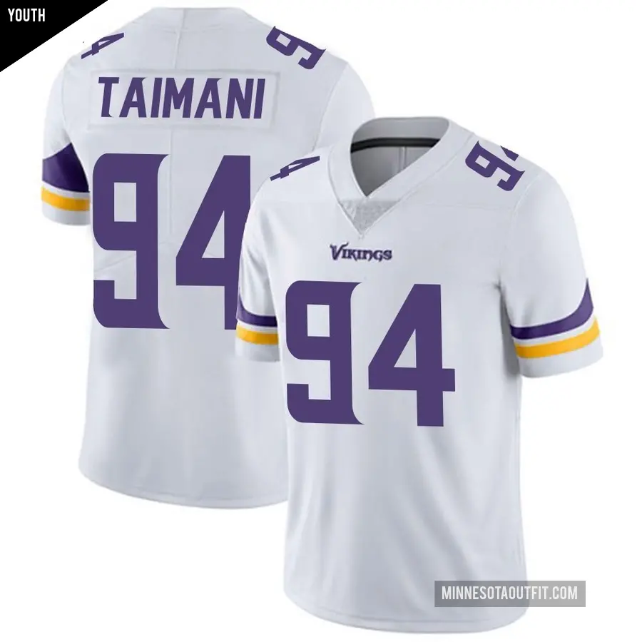 Youth Minnesota Vikings ＃94 Taki Taimani White Limited Vapor Untouchable Jersey