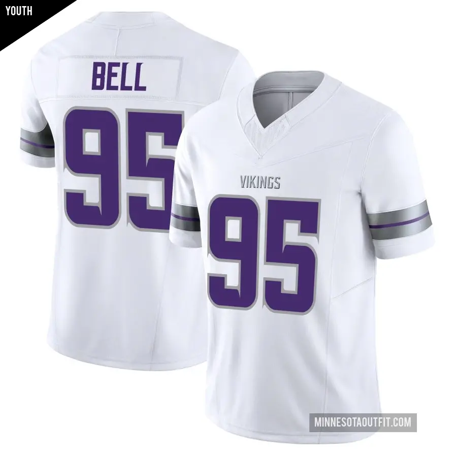 Youth Minnesota Vikings ＃95 Travis Bell White Limited Alternate Vapor F.U.S.E. Jersey