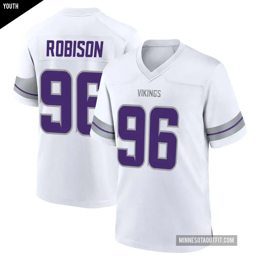 Youth Minnesota Vikings ＃96 Brian Robison White Game Alternate Jersey