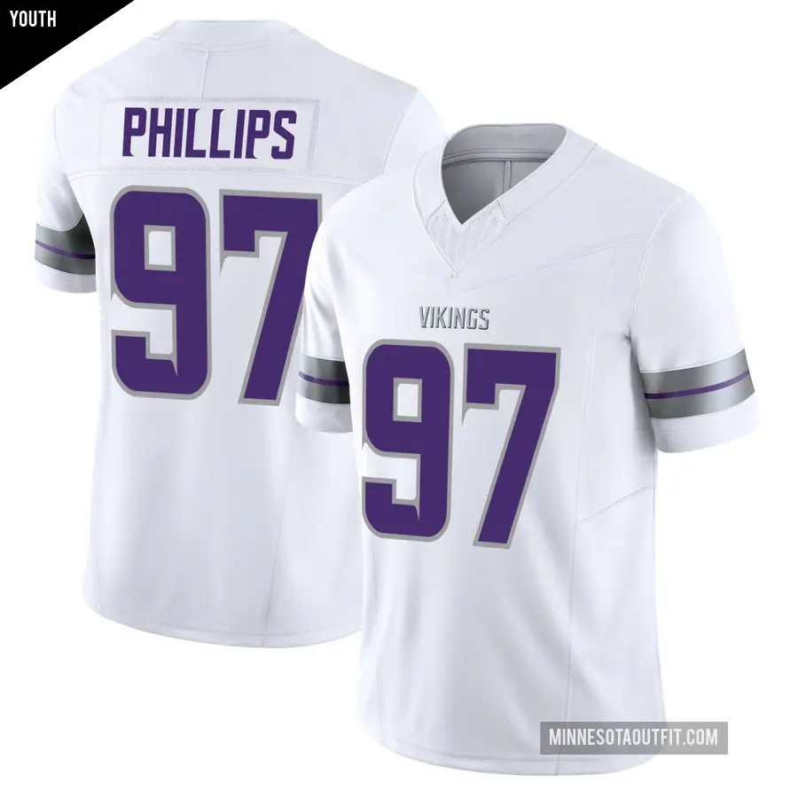 Youth Minnesota Vikings ＃97 Harrison Phillips White Limited Alternate Vapor F.U.S.E. Jersey