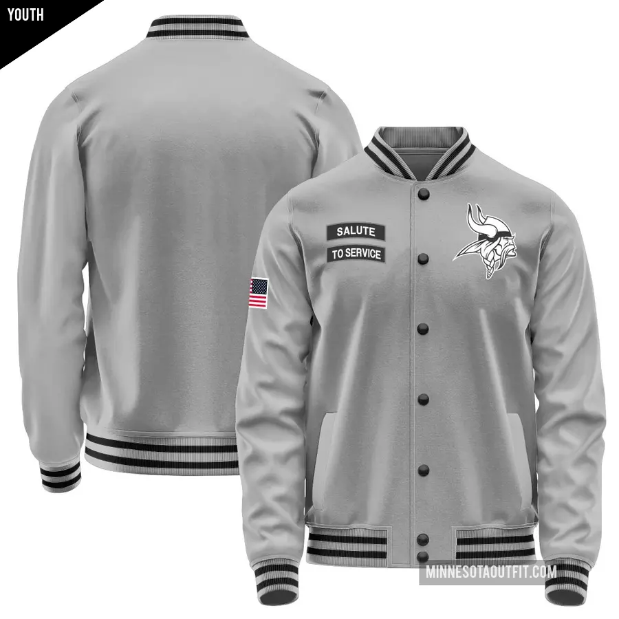 Youth Minnesota Vikings Gray Salute to Service Performance Jacket
