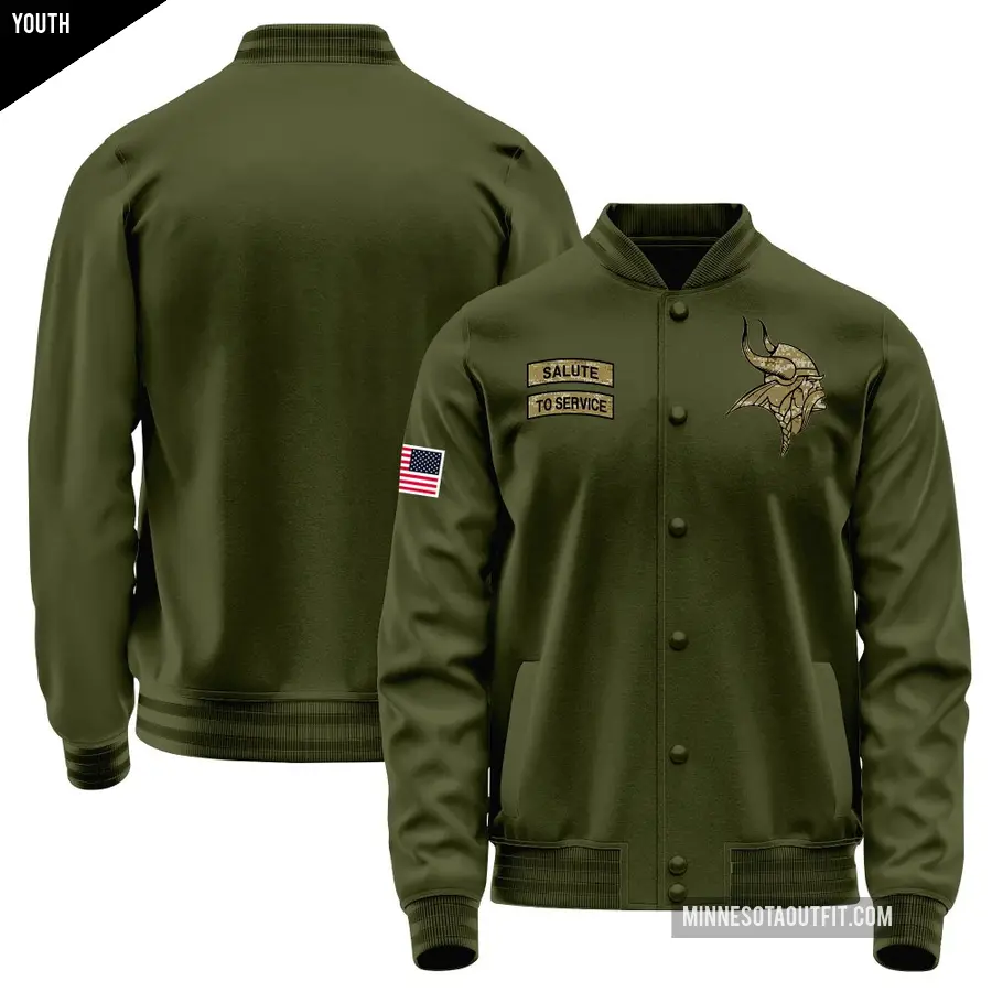 Youth Minnesota Vikings Olive Salute to Service Sideline Performance Jacket